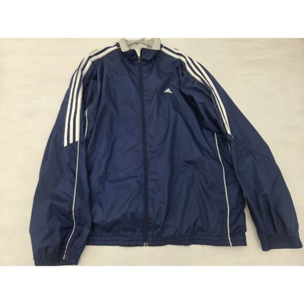 Vintage Y2K Adidas Track Jacket Mens XL Blue 3 Stripes Windbreaker